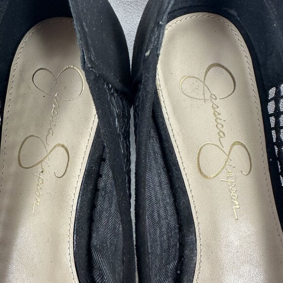 Jessica Simpson Chicvest Women's Mesh & Suede Pointed Toe Flats Black Size 8M - Picture 7 of 9